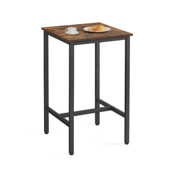 Hoge bartafel met stalen frame | Vintagebruin-zwart | 60x60x106 cm