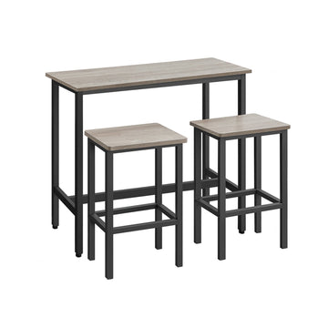 3-delige bartafelset - spaanplaat en staal - greige/zwart - 100x40x90 cm
