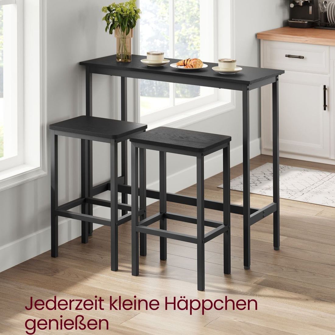 3-teiliges Bartisch-Set Stehtisch Spanplatte und Stahl 100 cm