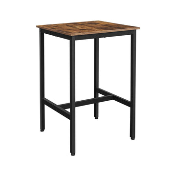 Vintage bruin-zwarte bartafel - spaanplaat, staal - 60 x 60 x 92 cm