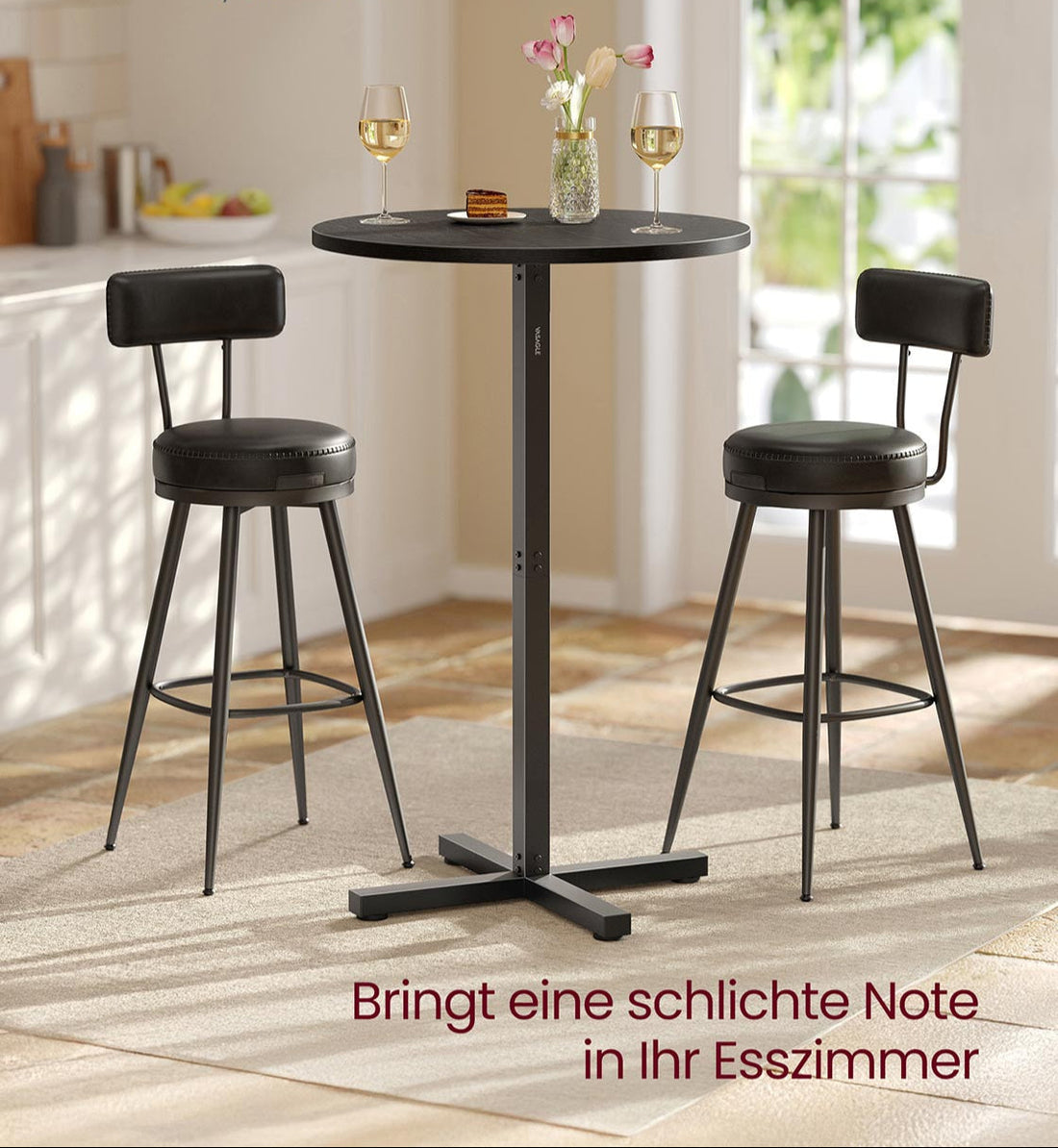 Hoher Holztisch - schwarz - 60 x 60 x 104,5 cm