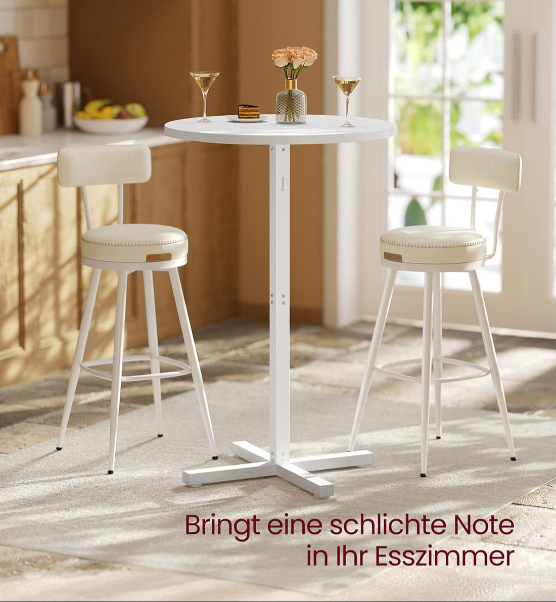 Weißer Bartisch - Partytisch - 100 kg Tragkraft - 60 x 60 x 104,5 cm
