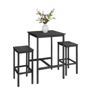 Zwarte bartafelset met 2 krukken - stevig - 60 x 60 x 90 cm