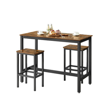 Barset met tafel en krukken - ruimtebesparend - hout en ijzer - 120x60x90 cm