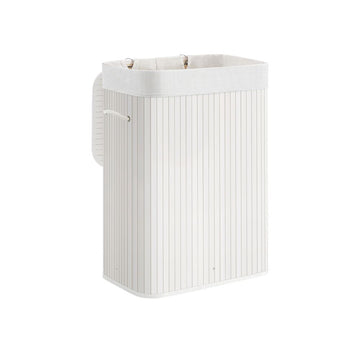 Wasmand van bamboe - Opvouwbaar - Wit - 40 x 30 x 60 cm