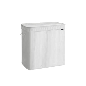 Witte bamboe wasmand met deksel - Kledingmand - Opbergmand - Lichtgewicht - 41.5 x 62.5 x 61 cm