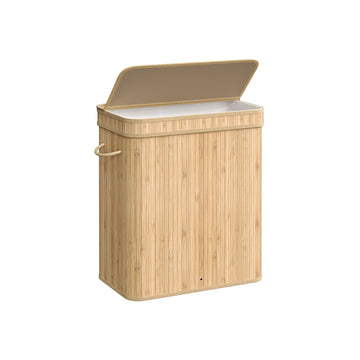 Bamboe wasmand met deksel - kledingopslag - duurzaam - stevig - 54,5 x 34,5 x 61 cm