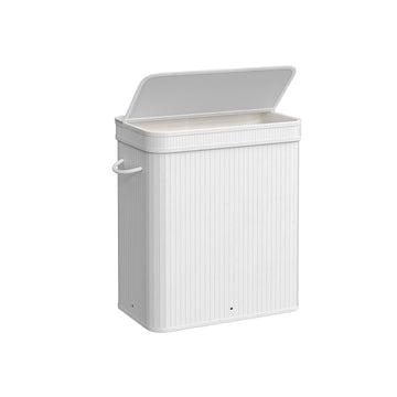 100L wasmand bamboe - wasmand met deksel - 54,5 x 34,5 x 61 cm