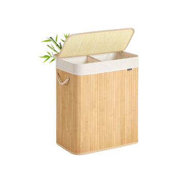 Bamboe wasmand met deksel - 15 kg - 52 x 32 x 61 cm