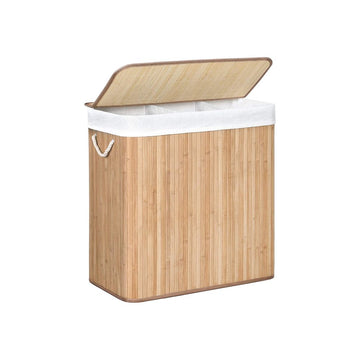 Wasmand met 3 vakken - bamboe - naturel - 60 x 40 x 61,5 cm