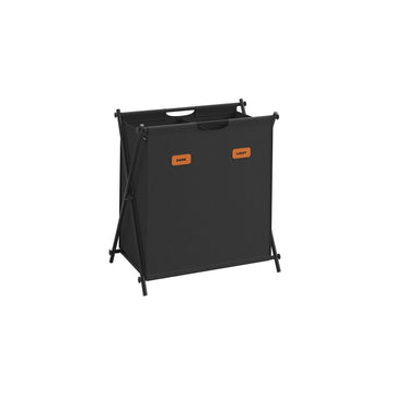 Draagbare inklapbare wasmand - 600D Oxforddoek - stalen frame - 60 x 40 x 66 cm - zwart