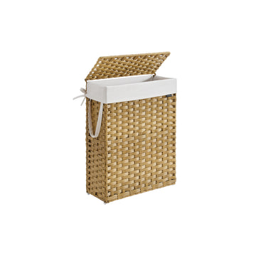 Wasmand 55 l van synthetisch rotan | Pastelgeel | 46x20x61 cm
