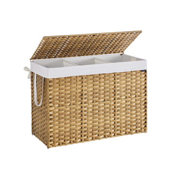 Wasmand met deksel - bruin rotan - 86 x 40 x 61 cm