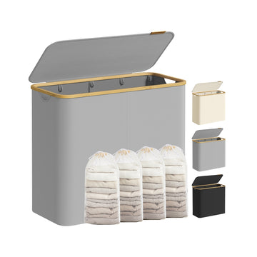 Wasmand met deksel | Duifgrijs | 38,5x78x70,5 cm