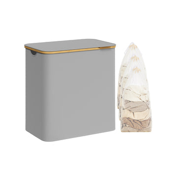 Wasmand 3 vakken met bamboe handgrepen | Dovegrijs | 38,5x60x70,5 cm