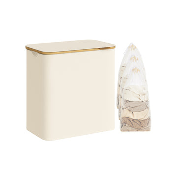 Wasmand met deksel 150 liter | Crèmewit | 60x38,5x70,5 cm