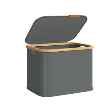 Wasmand met deksel 40 liter Oxford-stof | Leigrijs | 32x42x30 cm