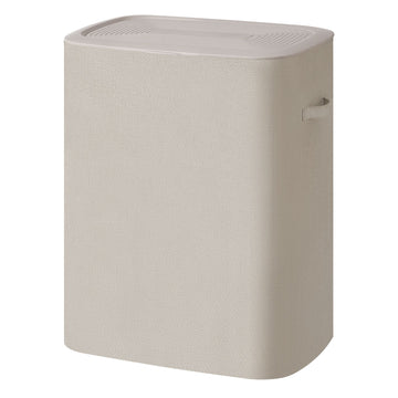 Wasmand met deksel en 2 vakken, 160 l | Beige | 56x40,5x70 cm