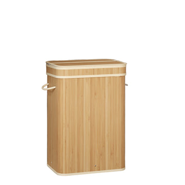 Wasmand - opbergmand - stevig bamboeframe - 31,5 x 42,5 x 61 cm - beige