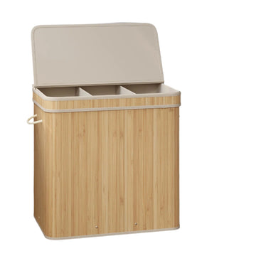 Wasmand met deksel - Bamboe wasmand - Uitneembare waszak - 41,5 x 62,5 x 61 cm