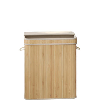 Wasmand met deksel - bamboe - waszak met handgrepen - machinewasbaar - 34,5 x 54,5 x 61 cm