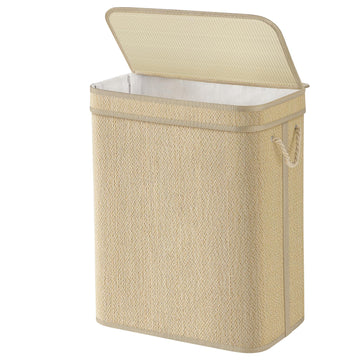 Bamboe wasmand 90 l met uitneembare wasbare waszak | Naturel | 33x49x61 cm