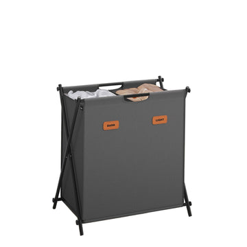 Grijze wasmand - wasgoedmand - kledingbak - Oxfordstof - 60 x 40 x 66 cm