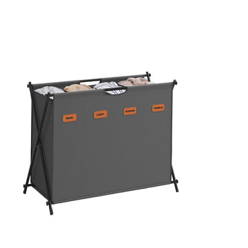 Grijze wasmand van staal - wasgoedmand - ruimtebesparend - 79,9 x 40 x 66 cm