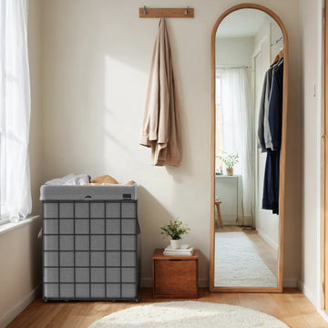 Wasmand 90 l inklapbaar met uitneembare waszak | Zwart-grijs | 48x33x58 cm