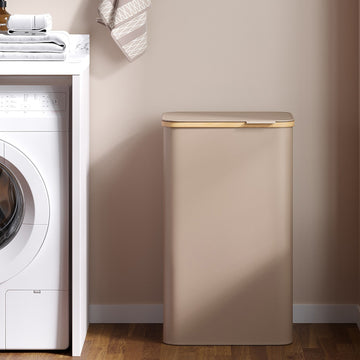 Wasmand met deksel 90 L | Bruin | 32x42x70,5 cm