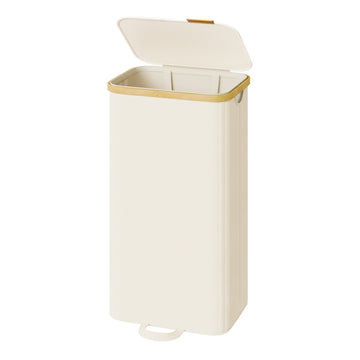 Wasmand met deksel en wasverzamelaar | Wit | 32x42x75 cm