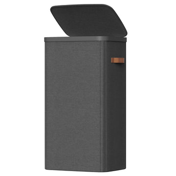 Wasmand 100 L met deksel en handgrepen | Zwart | 32x42x75 cm