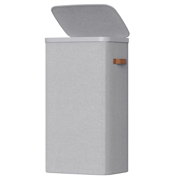 Wasmand 100 L met deksel en handgrepen | Grijs | 32x42x75 cm