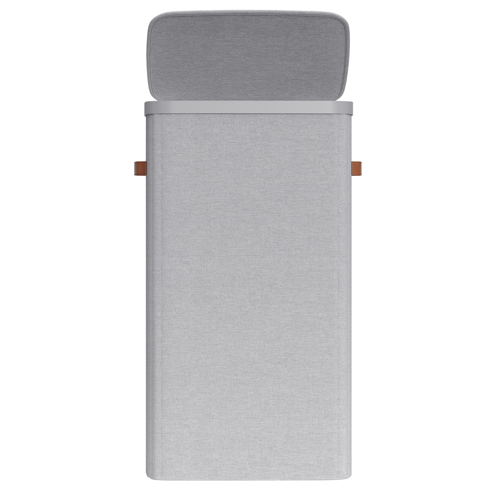 Tvättkorg 100 L med lock och handtag | Grå | 32x42x75 cm