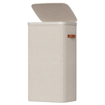 Wasmand 100 L met deksel en handgrepen | Beige | 32x42x75 cm