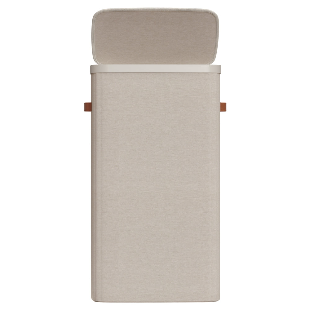 Wäschekorb 100 L mit Deckel und Griffen | Beige | 32x42x75 cm