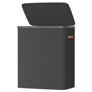 Wasmand 190 l met 3 vakken, deksel en handgrepen | Zwart | 40x64x75 cm