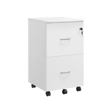Mobiele ladeblok met 2 laden en wielen - wit - 44,5 x 43 x 72 cm