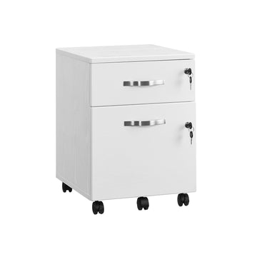 Afsluitbare rolcontainer wit - archiefkastje - bijzettafel - 5 wielen - MDF - 44 x 40 x 54,5 cm
