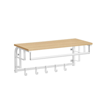Wandgarderobe met 5 haken - kapstok - ruimtebesparend - 30x66x27 cm - bruin/wit
