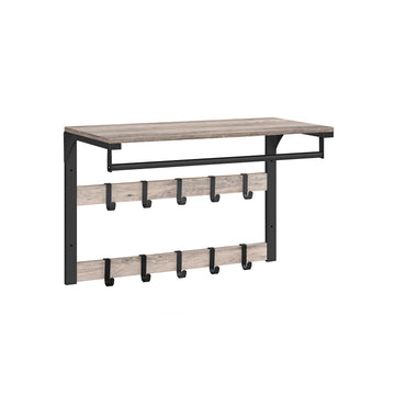 Wandgarderobe met kledingstang | Greige-Zwart | 65x30x42 cm