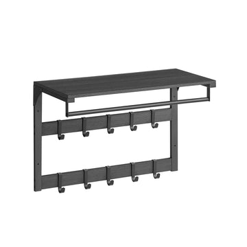 Wandkapstok met plank en 10 haken - ruimtebesparend - 30 x 65 x 42 cm