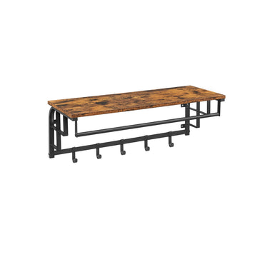 Wandkapstok met 5 verwijderbare haken, bruin-zwart, 80 x 30 x 27 cm