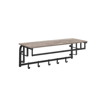 Wandkapstok met 5 haken, 30 x 66 x 27 cm, grijs-zwart