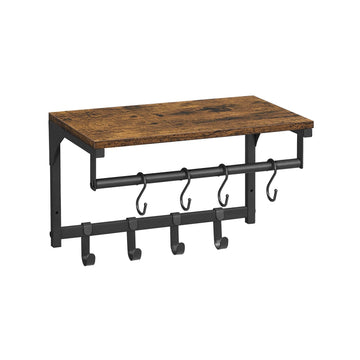 Wandgarderobe met 8 haken - ruimtebesparend - 40 x 24 x 24 cm - vintage bruin-zwart