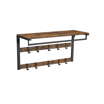 Wandkapstok vintage bruin-zwart met plank - spaanplaat en staal - 30 x 80 x 42 cm - 45 kg