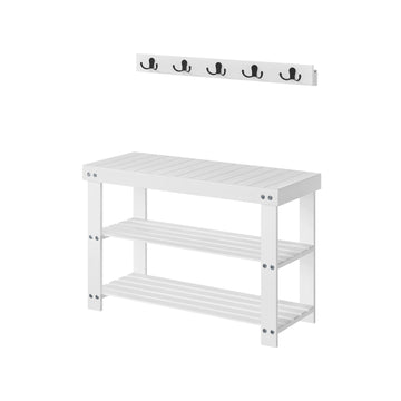 Schoenenbank met wandgarderobe set | Wolkenwit | 70,1x28,7x45,3 cm