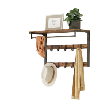 Wandkapstok met plank - Verwijderbare haken - Ruimtebesparend - 65 x 30 x 42 cm