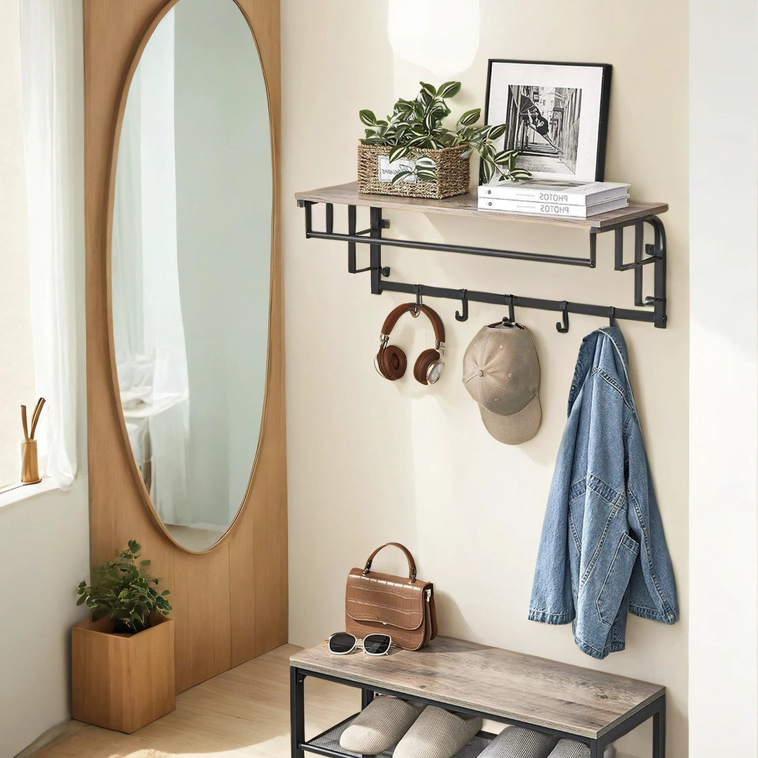 Wandgarderobe - Kapstok - Opbergmeubel - Ruimtebesparend - 30 x 66 x 27 cm