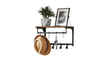 Wandgarderobe met 8 haken en plank - ruimtebesparend - 40 x 24 x 24 cm